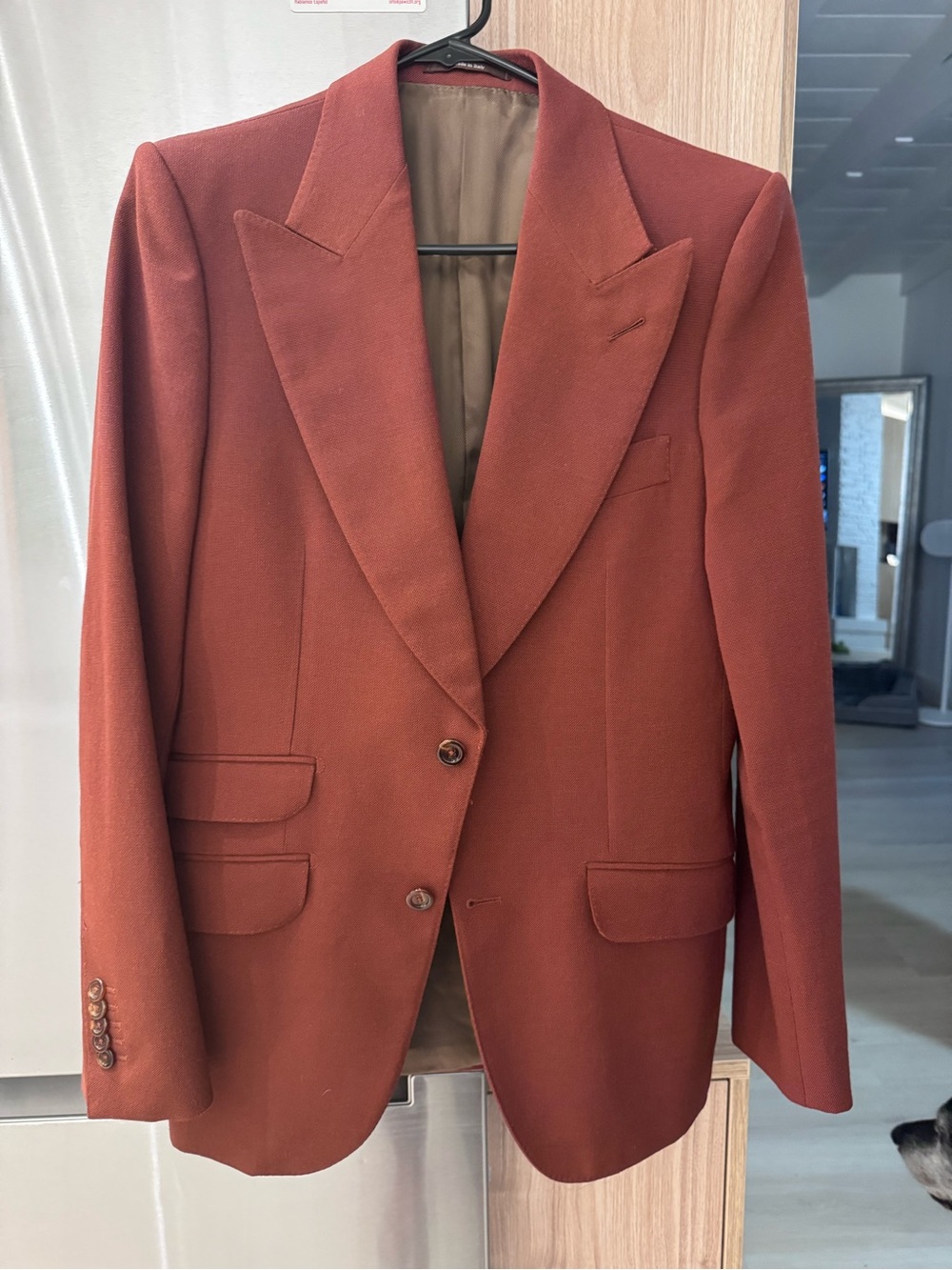 Gucci Eterotopia Wool Blend Peak Lapel Blazer Rust Brown 44R Italy